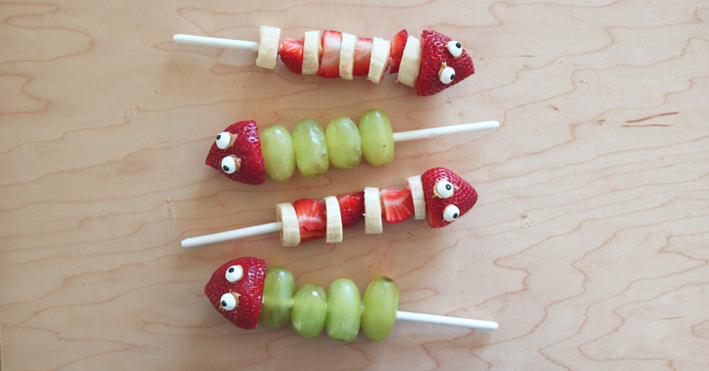 caterpillar fruit kebabs