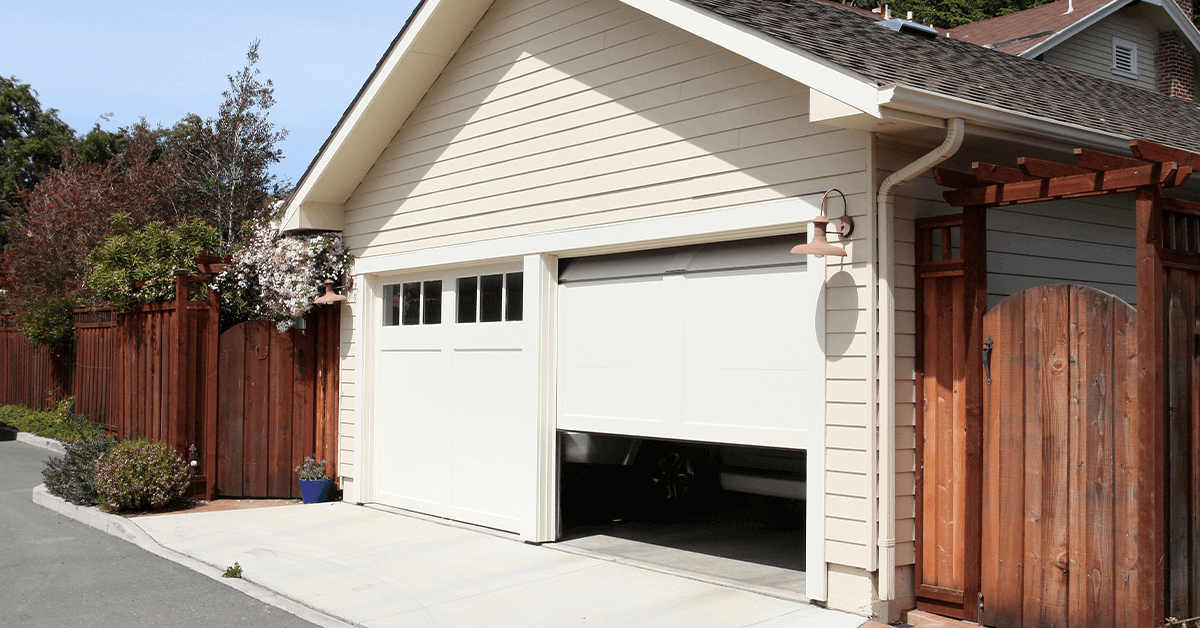 home with garage open